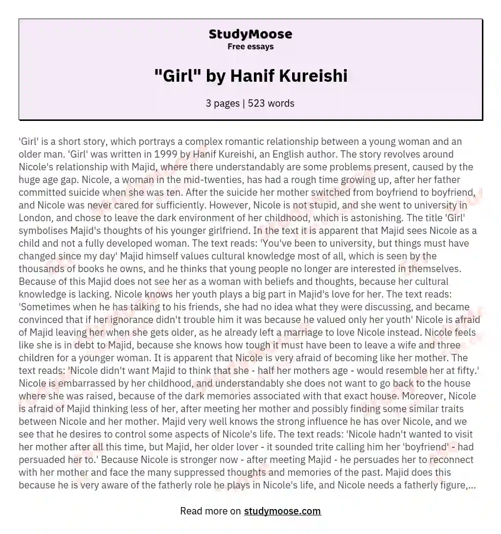 "Girl" by Hanif Kureishi essay