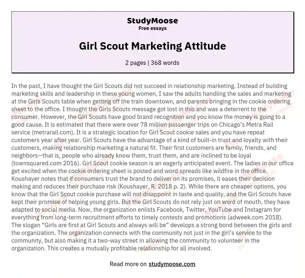 Girl Scout Marketing Attitude essay