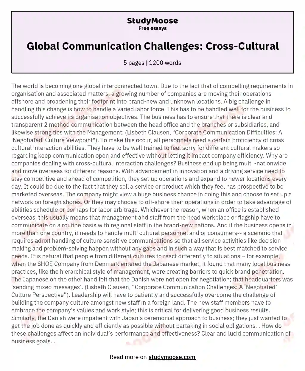 Global Communication Challenges: Cross-Cultural