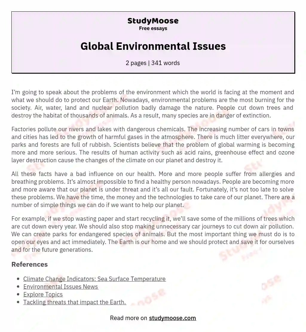 ecological problems of today essay