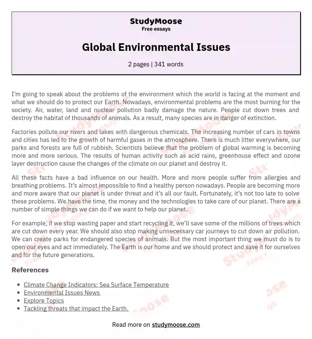 global-environmental-issues-free-essay-example