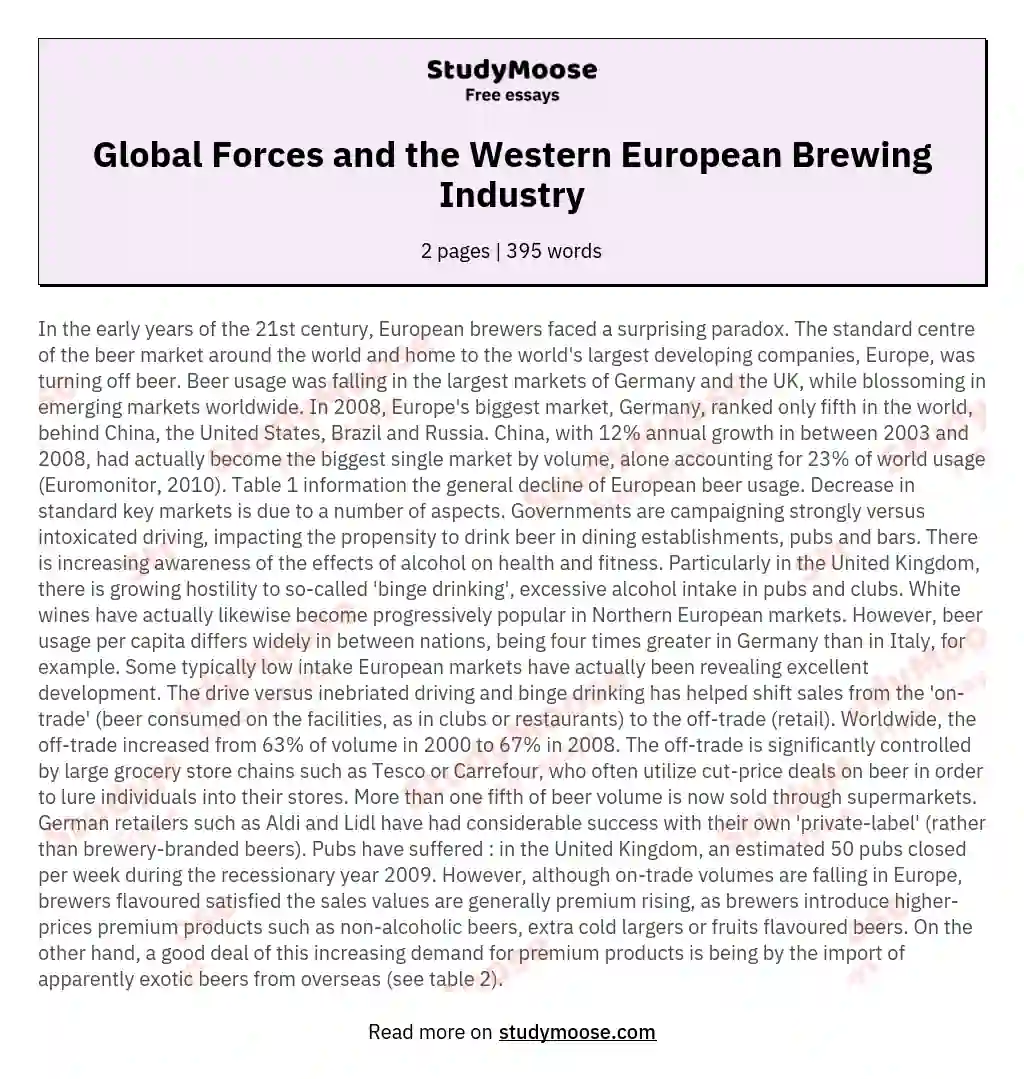 Global Forces and the Western European Brewing Industry