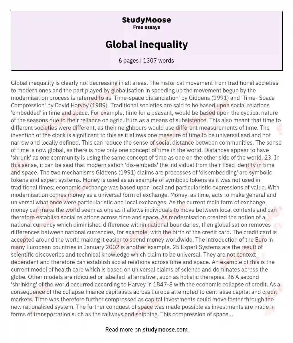 short essay about global inequality
