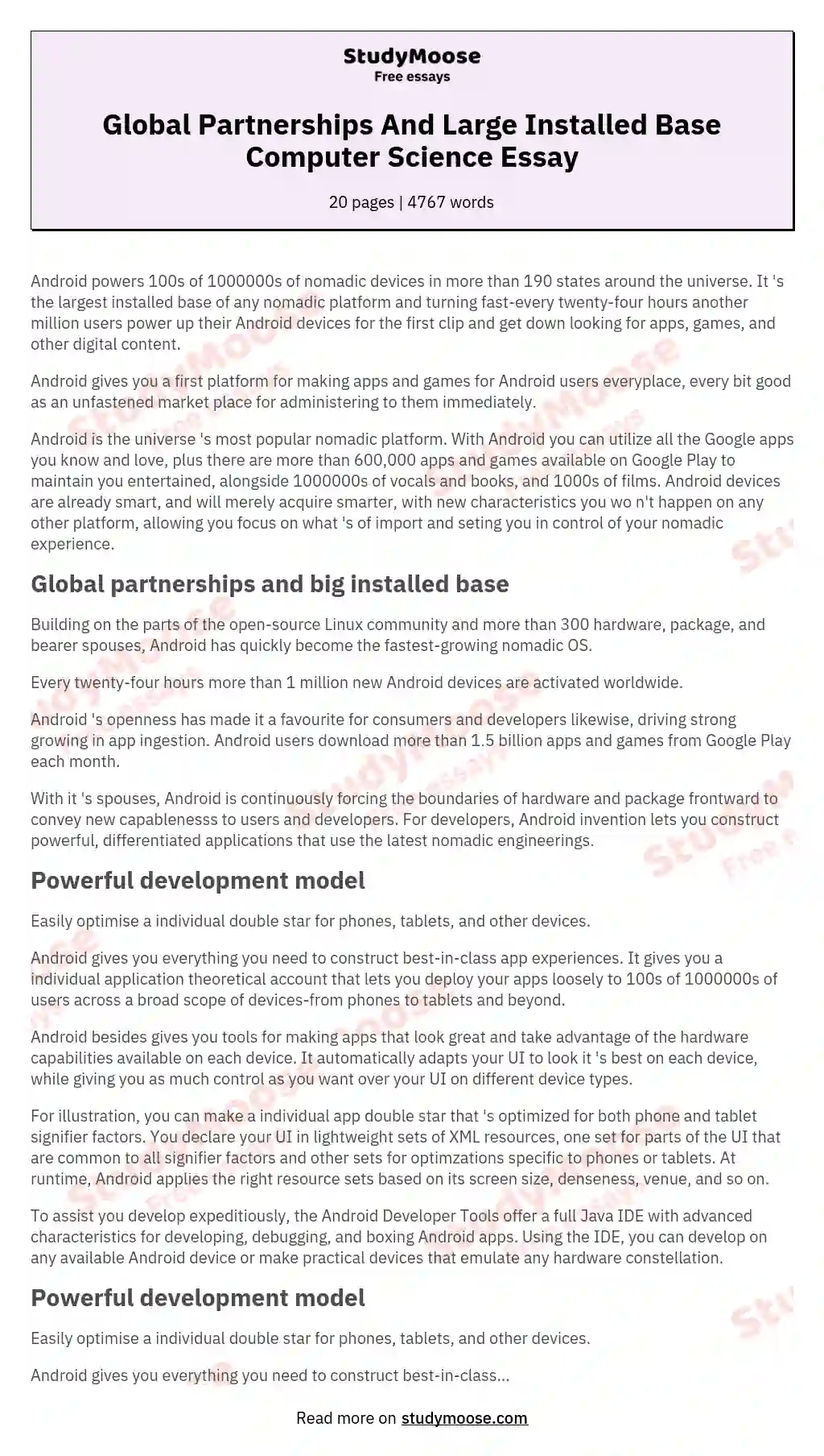 Global Partnerships And Large Installed Base Computer Science Essay essay