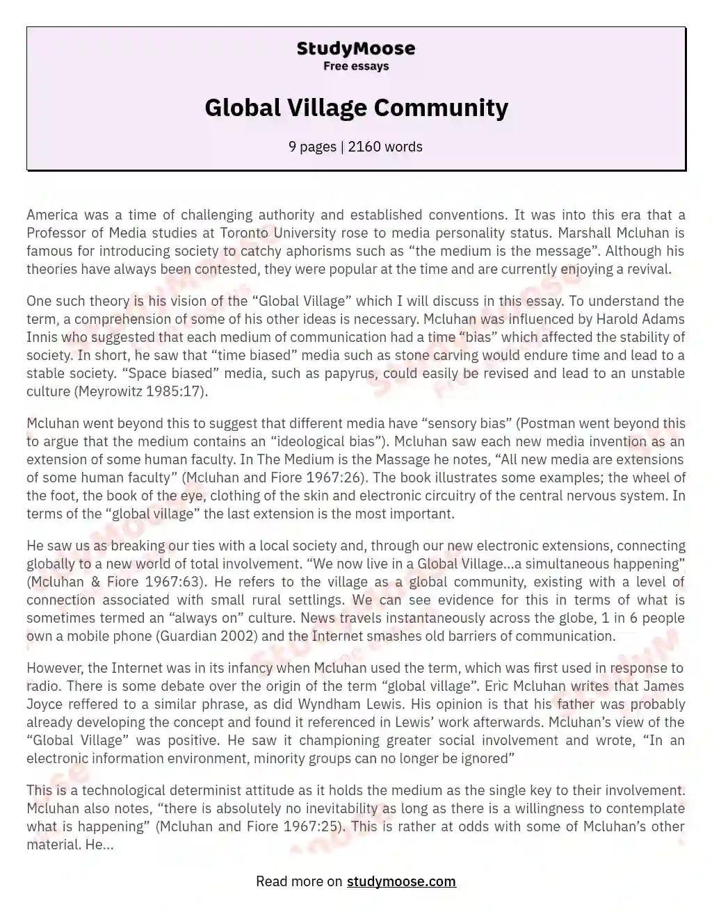 Global Village Community