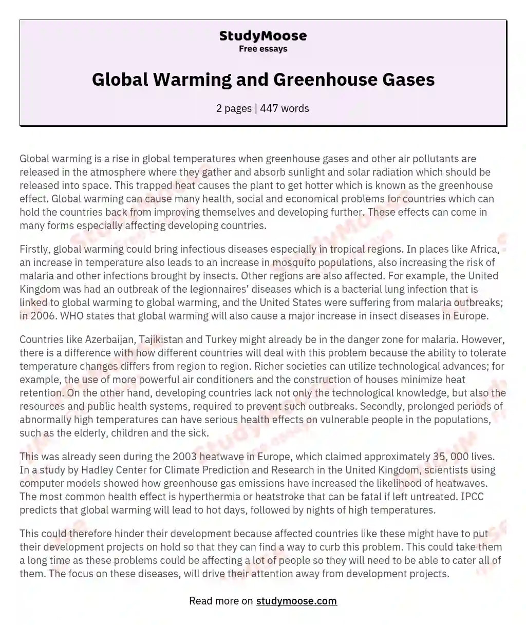 Global Warming and Greenhouse Gases