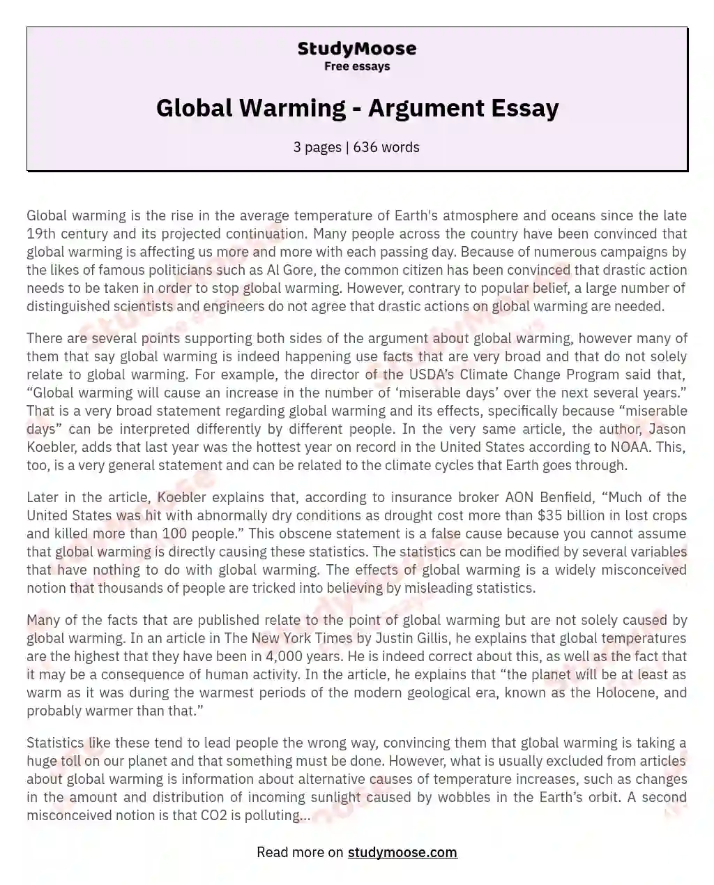 global warming essay 180 words