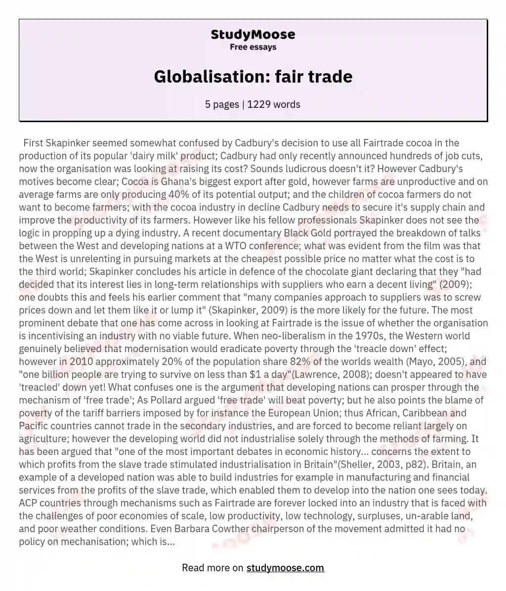 Globalisation: fair trade