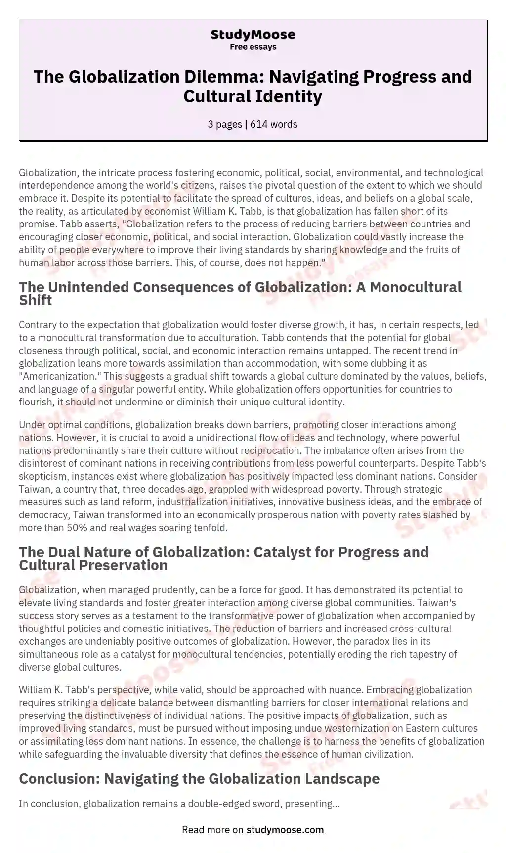 Globalization Position Paper