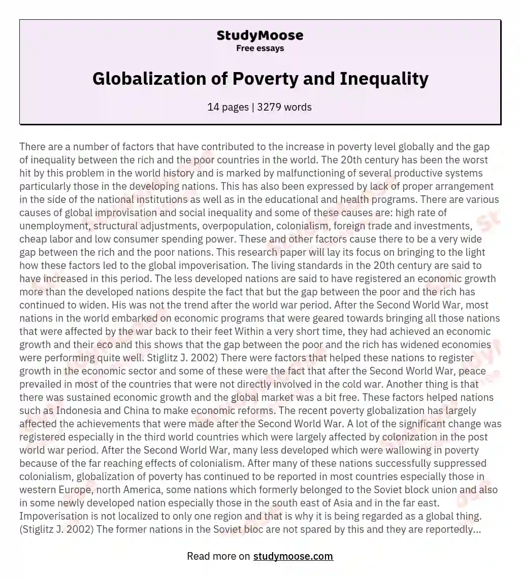 Globalization of Poverty and Inequality essay