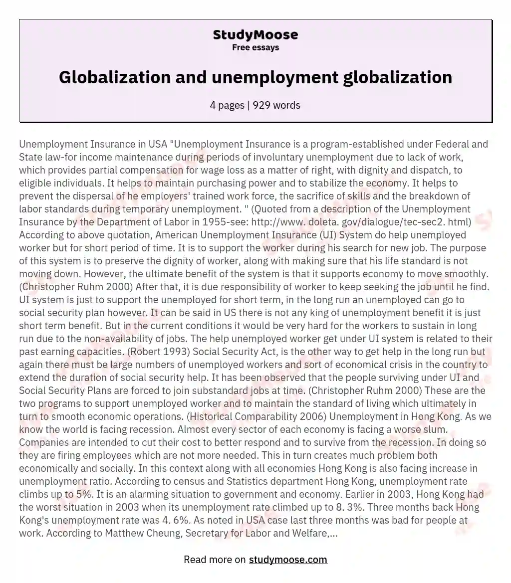 Globalization and unemployment globalization essay