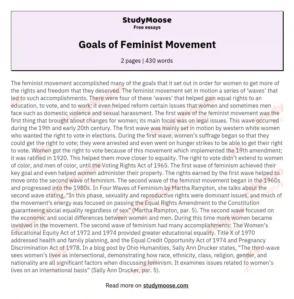 Goals of Feminist Movement