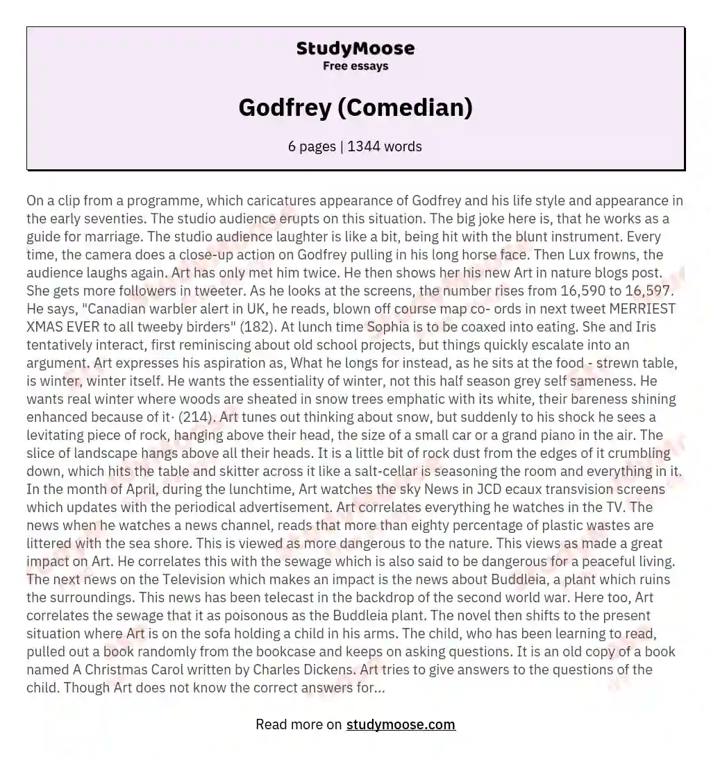 Godfrey (Comedian) essay