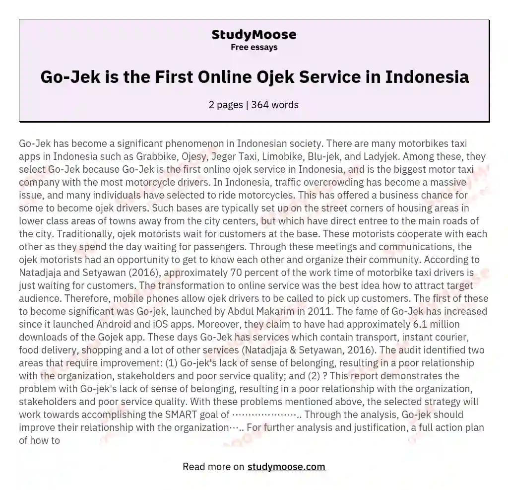 Go-Jek is the First Online Ojek Service in Indonesia