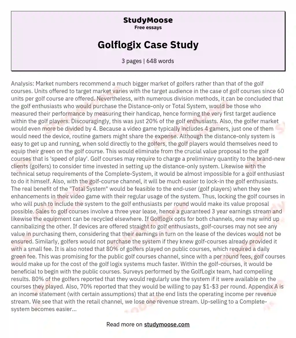 Golflogix Case Study essay