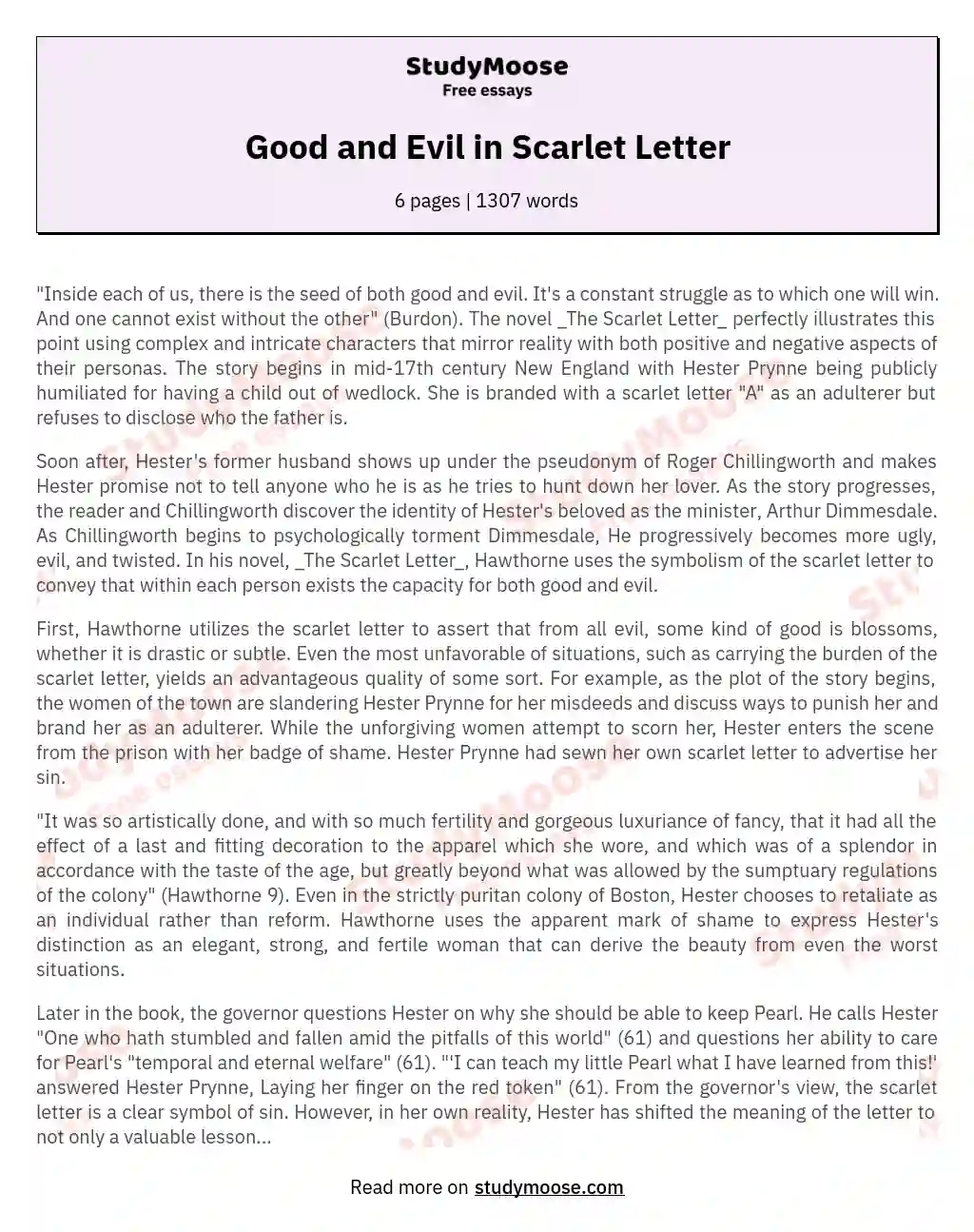 feminism in the scarlet letter essay
