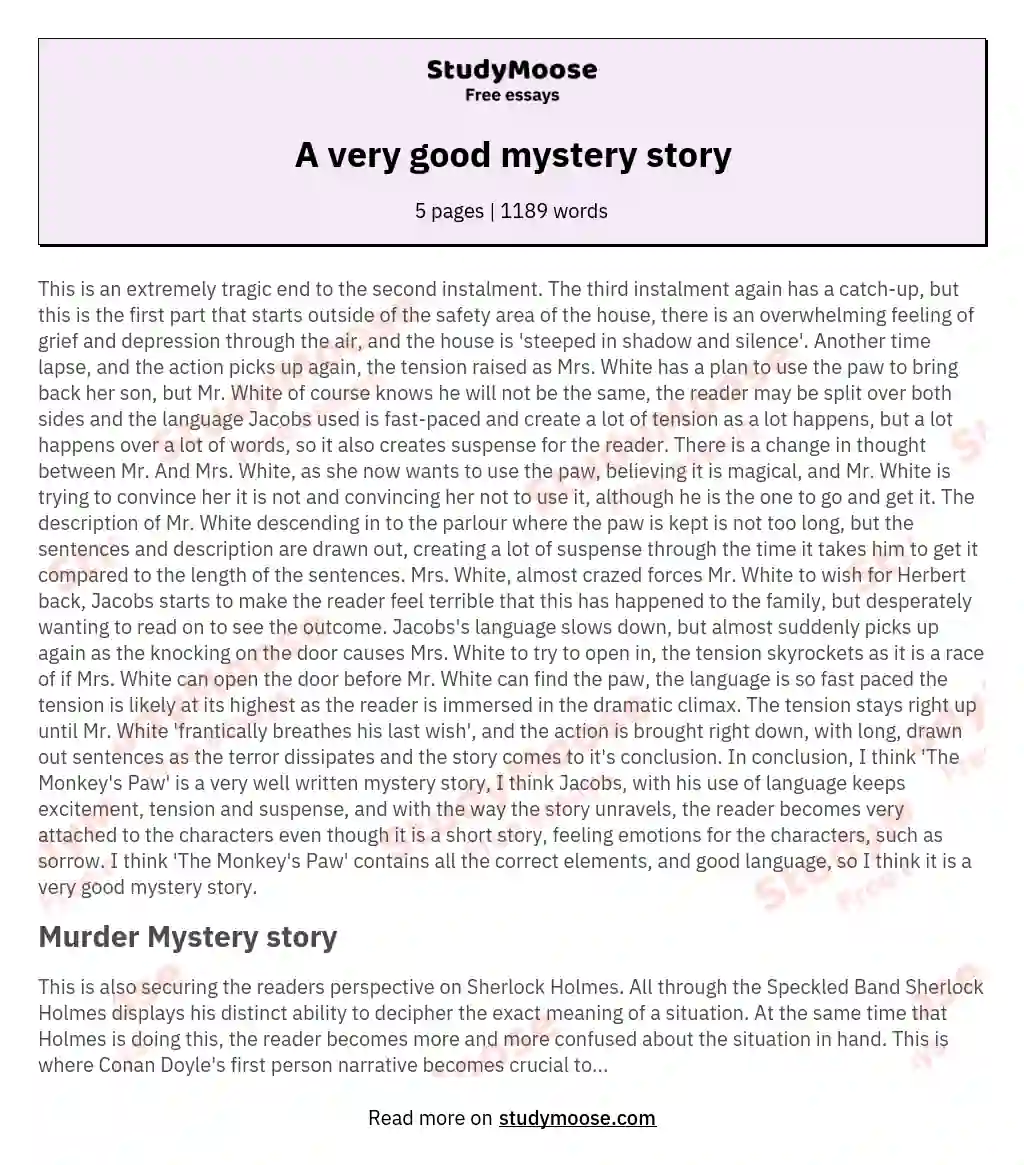 a true mystery essay