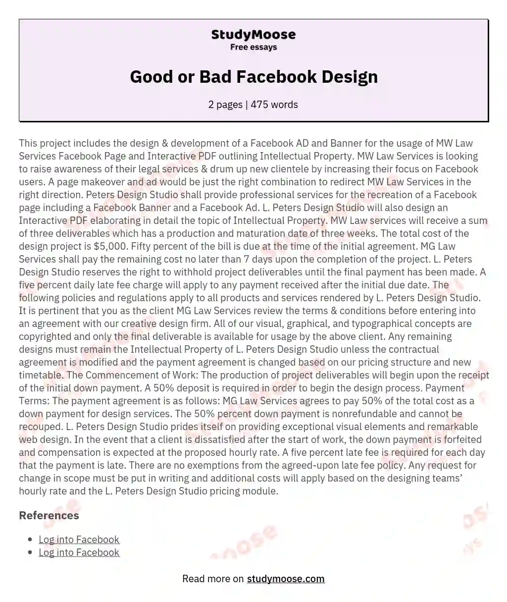 Good or Bad Facebook Design essay