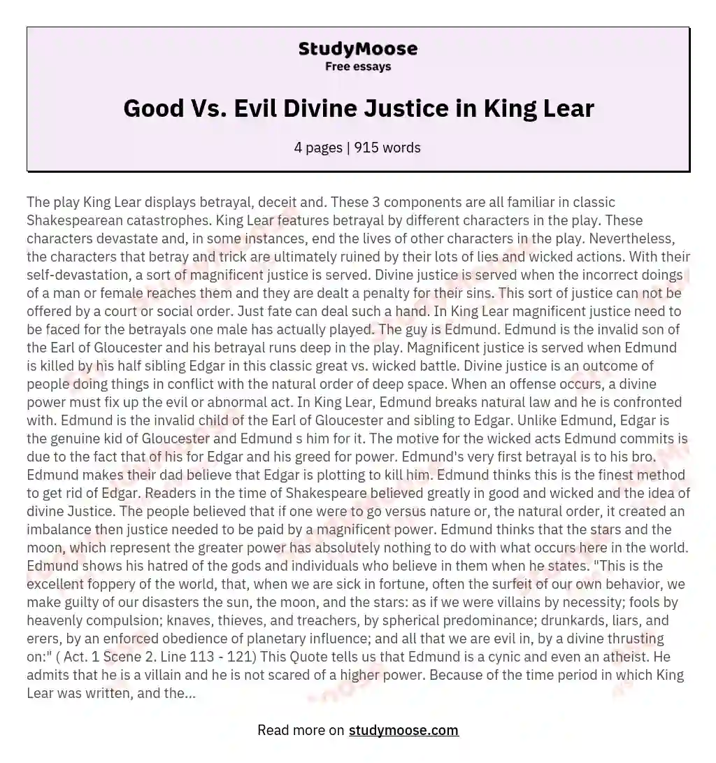 king lear good vs evil