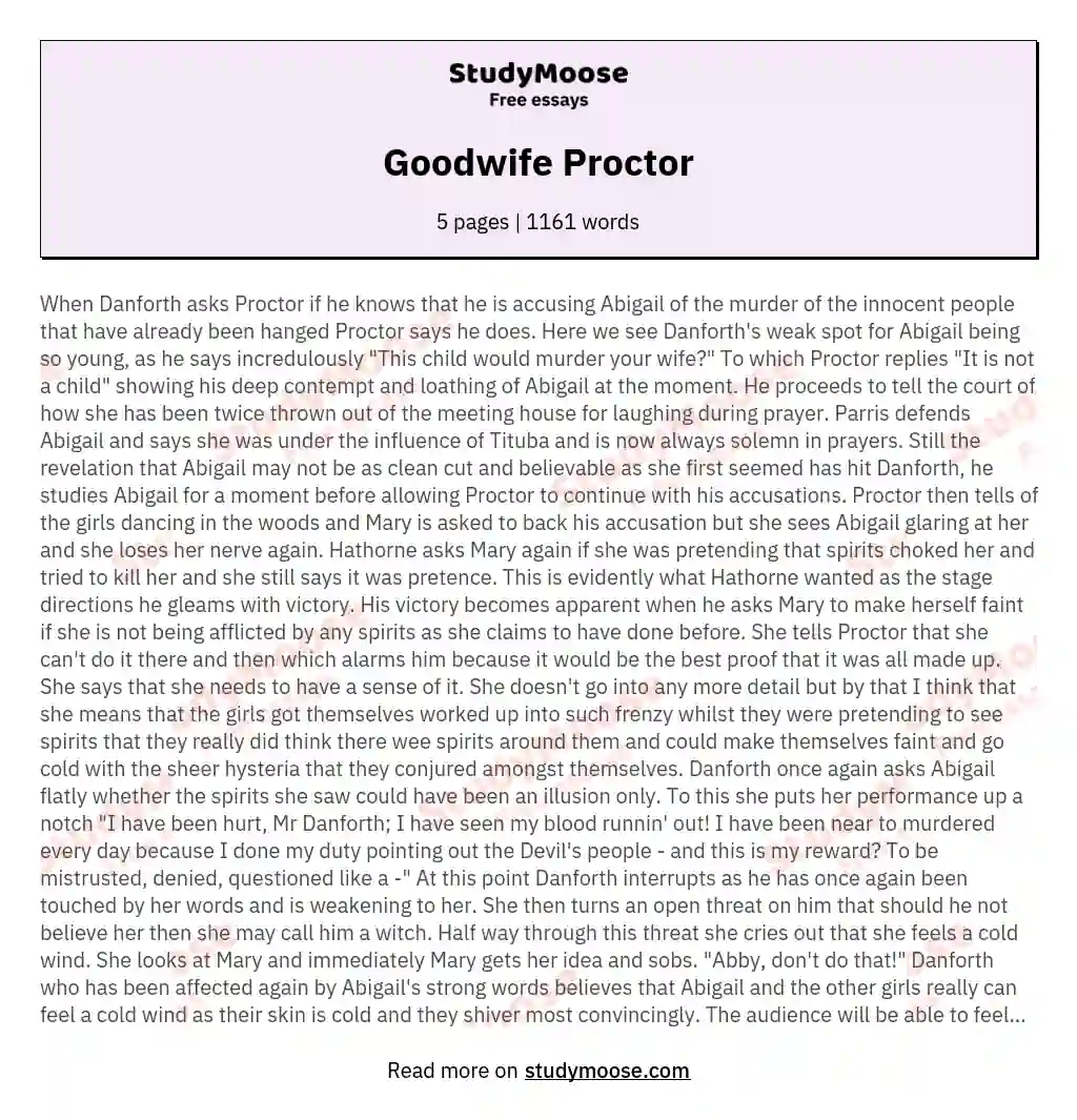 Goodwife Proctor essay