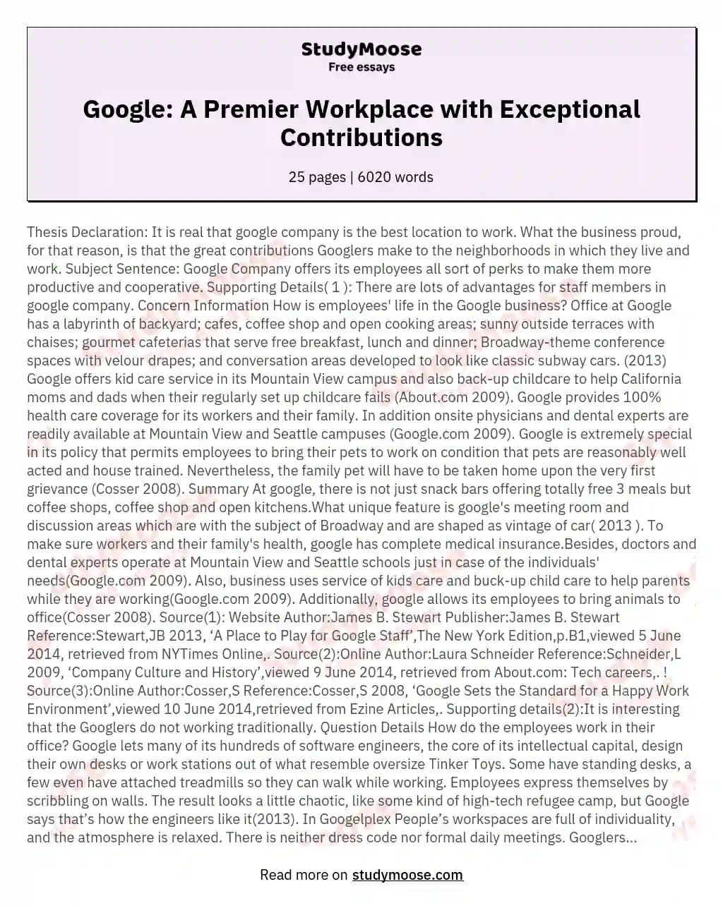 Google: A Premier Workplace with Exceptional Contributions