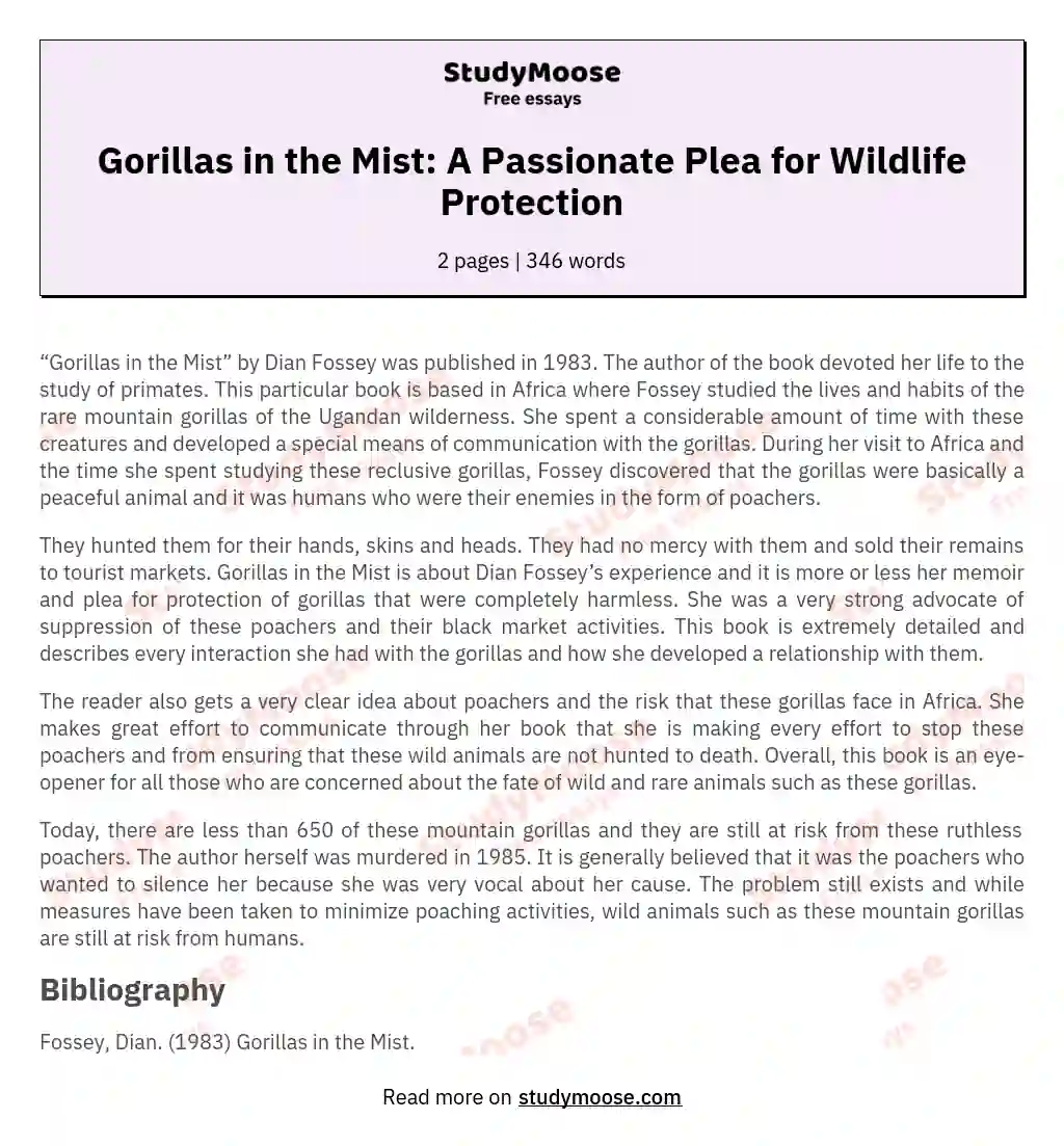 gorillas in the mist book