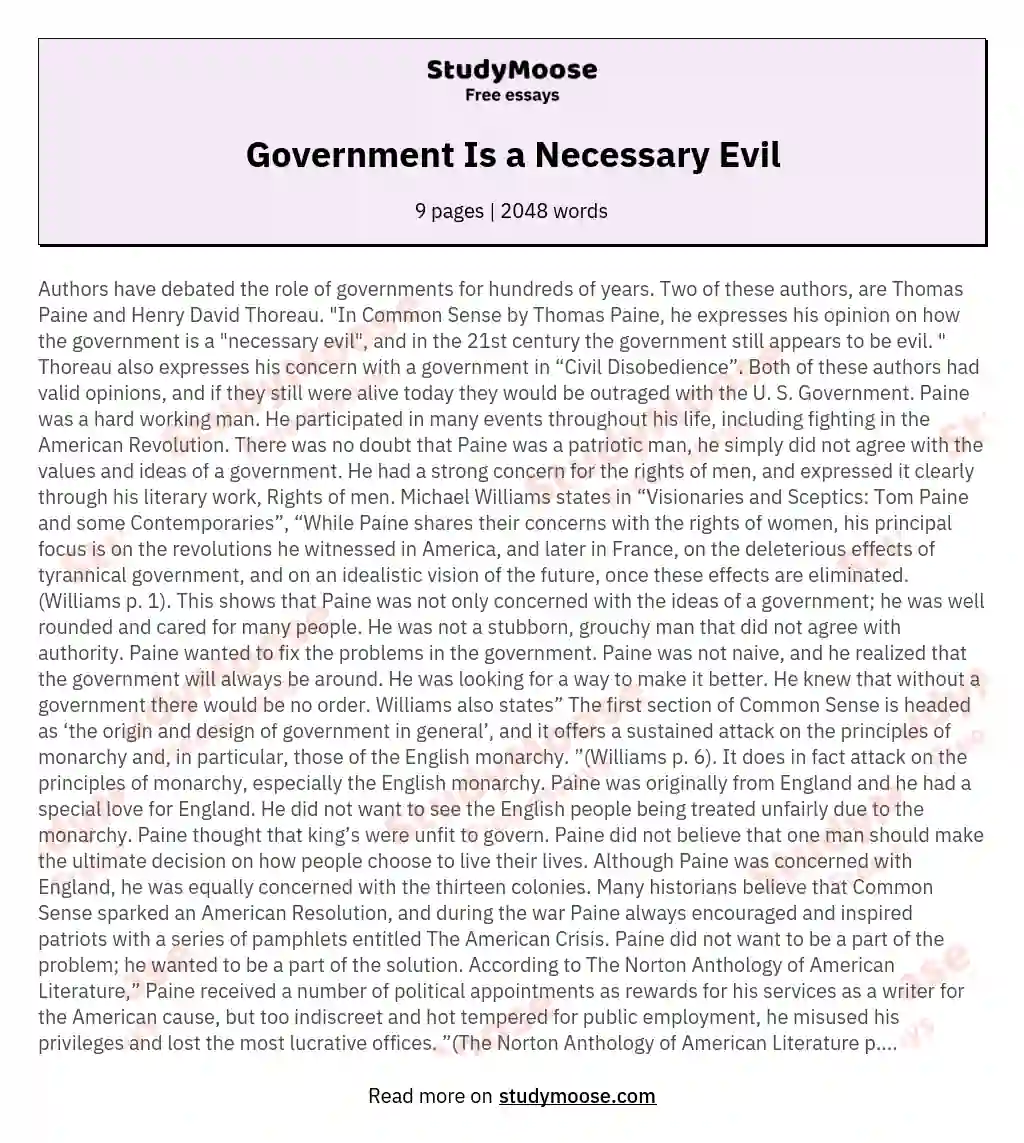 Government Is a Necessary Evil