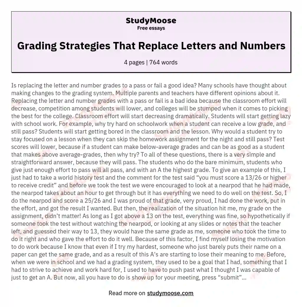 Grading Strategies That Replace Letters and Numbers