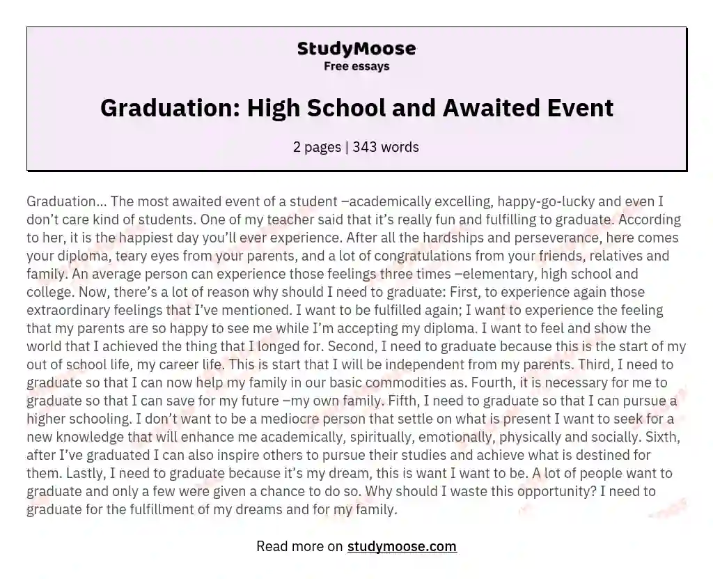 high school graduation essay