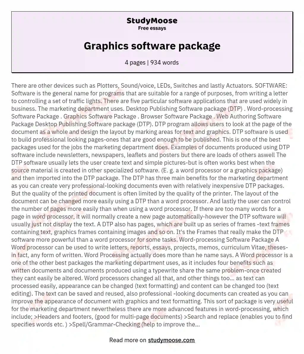 Graphics software package