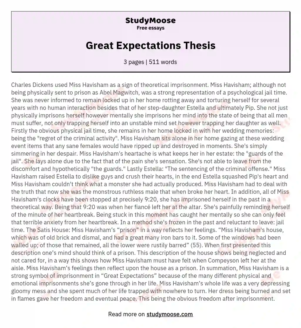 great expectations essay examples