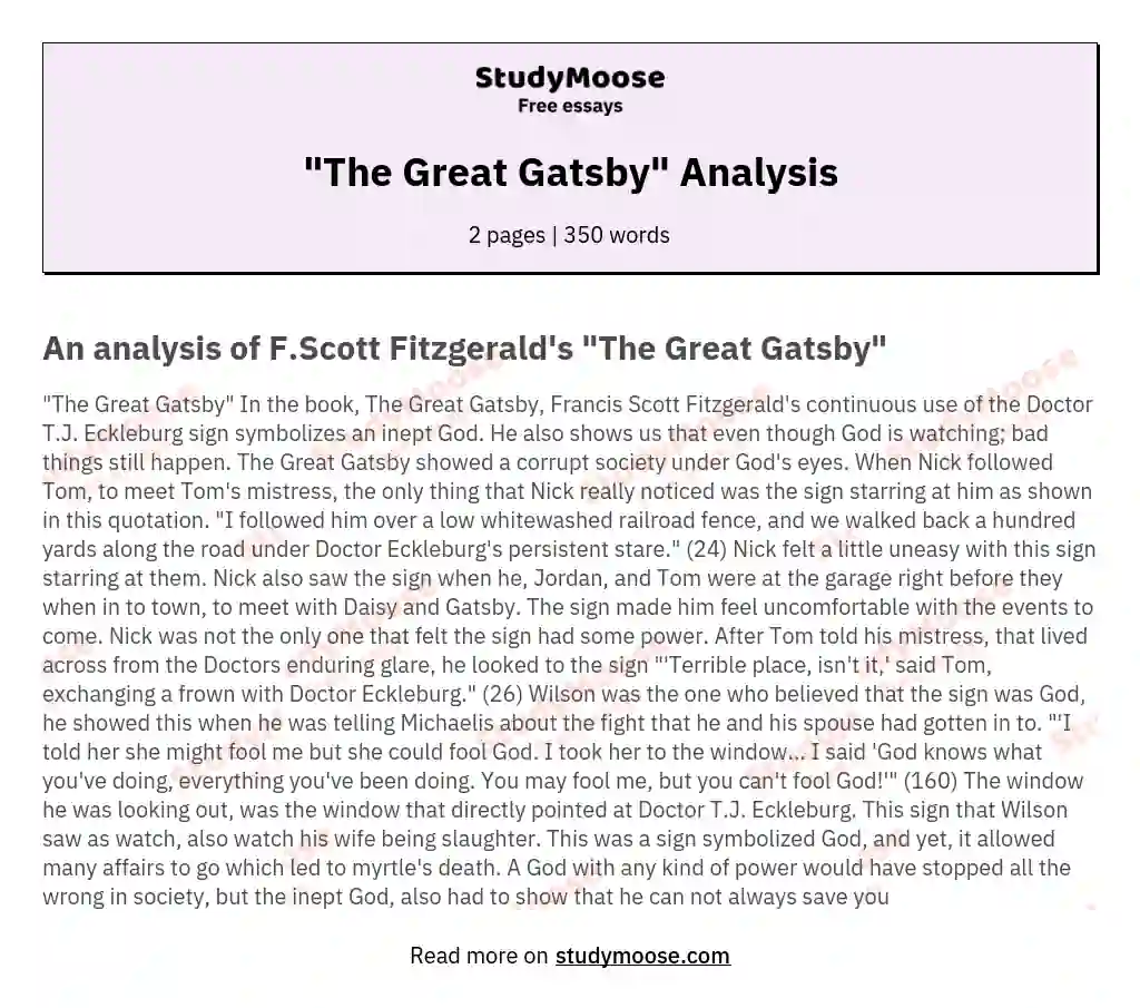 "The Great Gatsby" Analysis