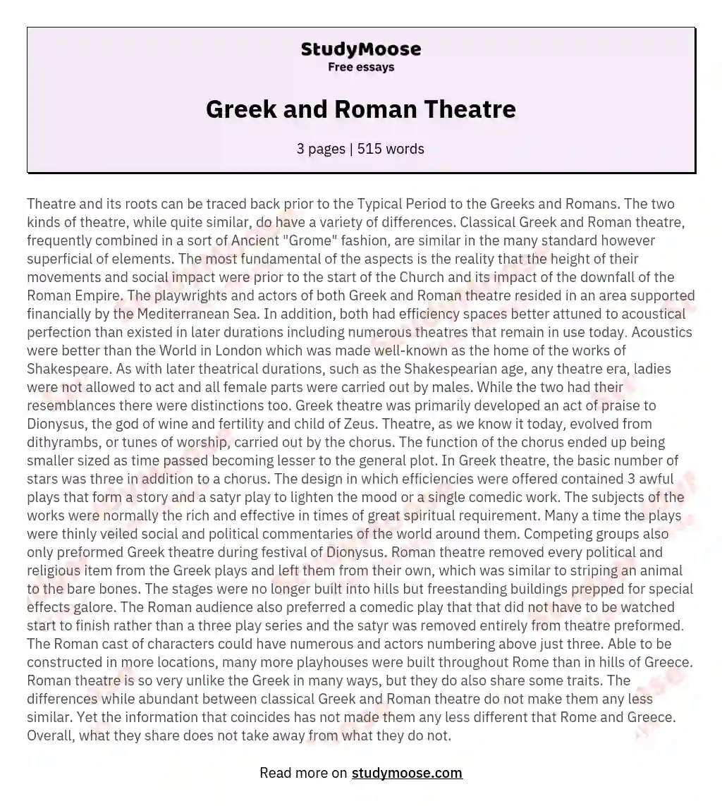 similarities between greek and roman theatre