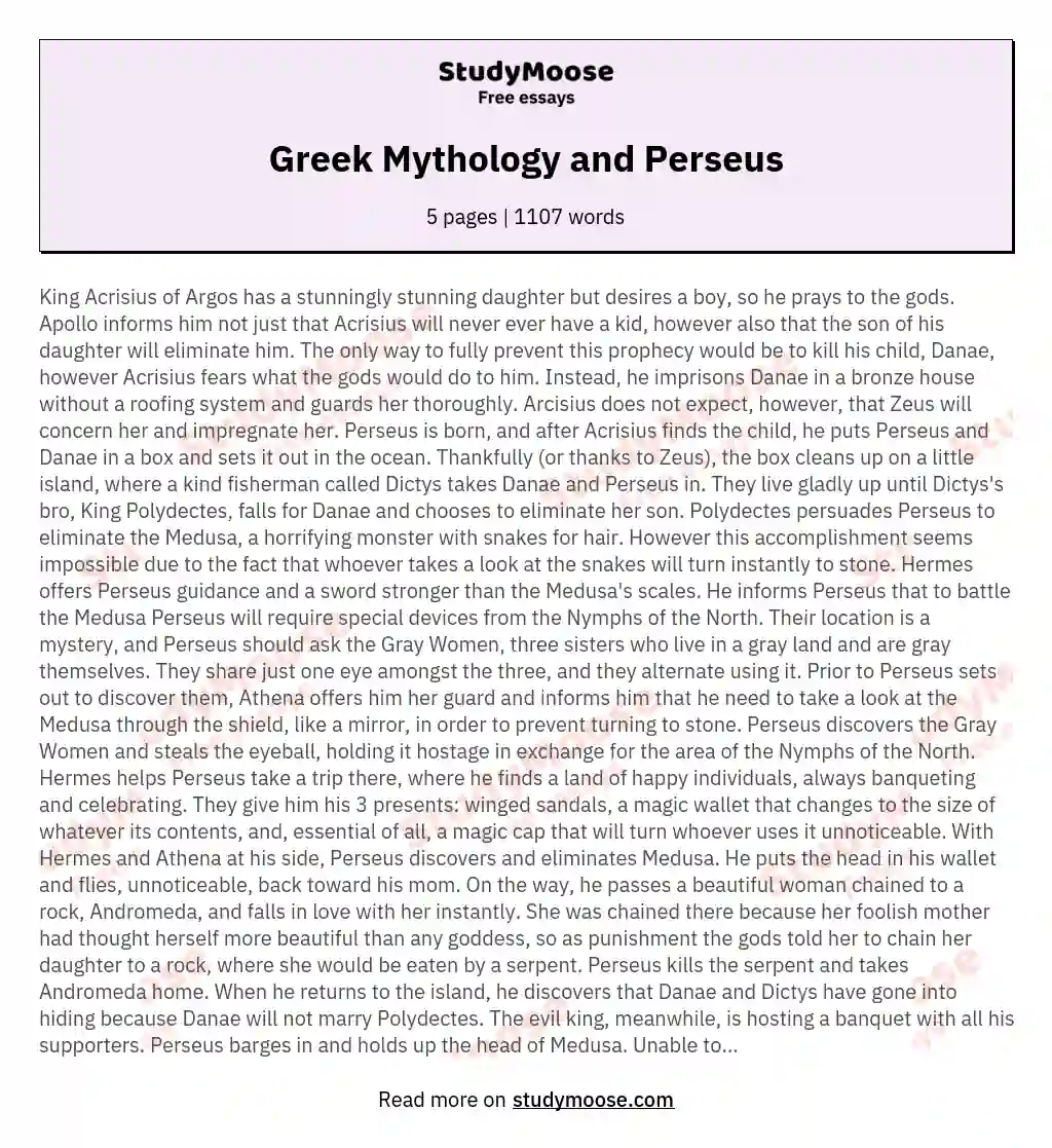 Greek Mythology and Perseus essay
