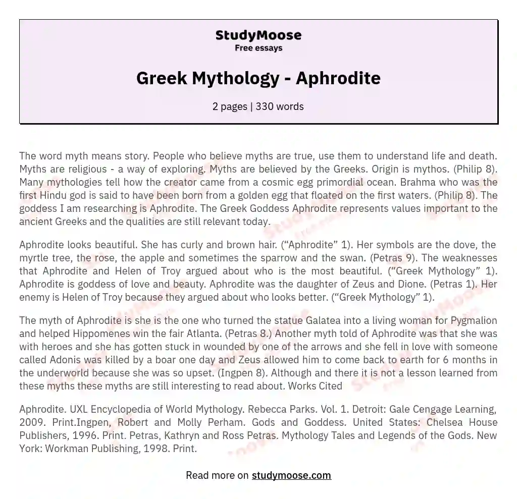 Greek Mythology - Aphrodite essay