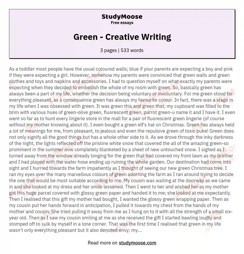 Green - Creative Writing essay