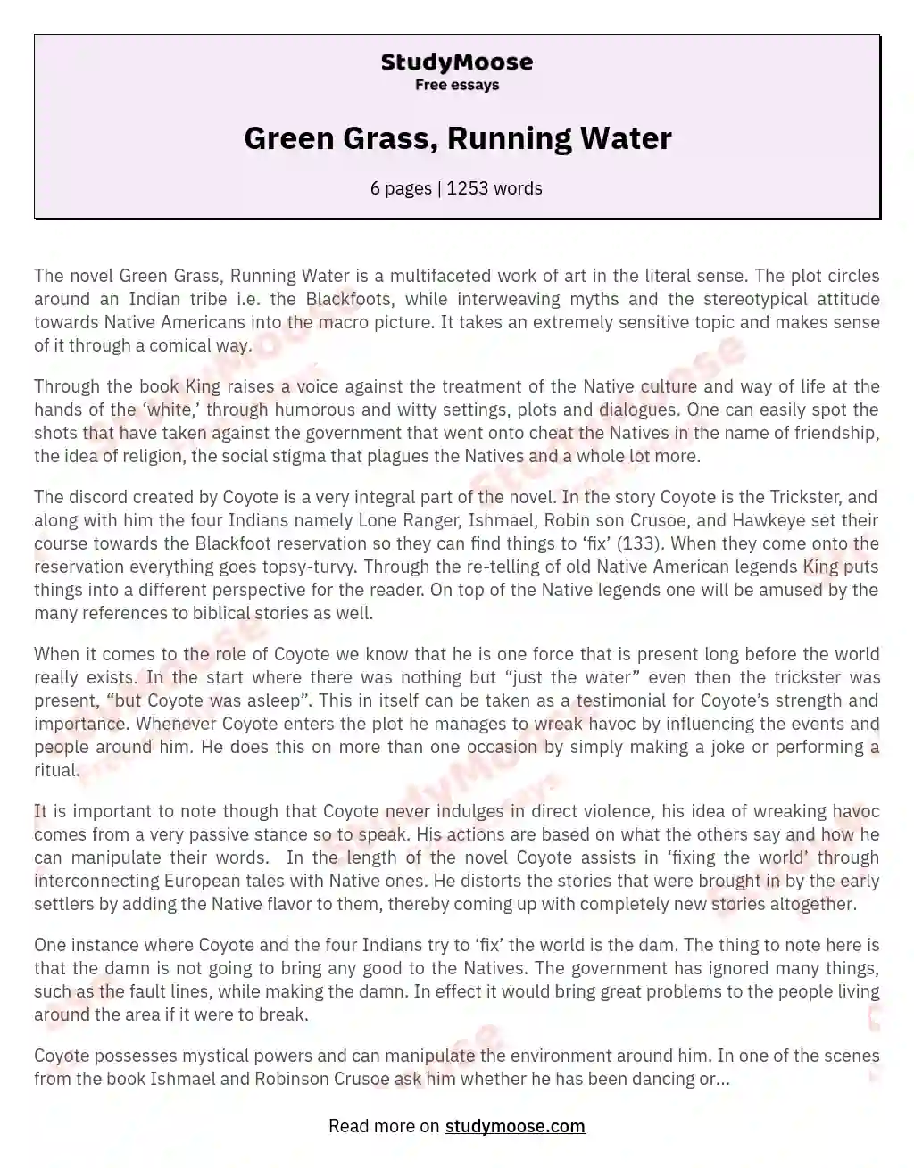 running water essay