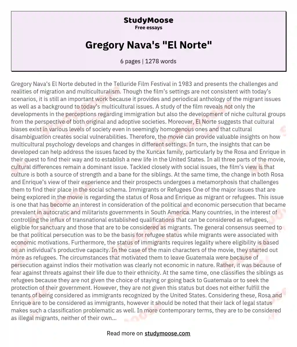 Gregory Nava's "El Norte"