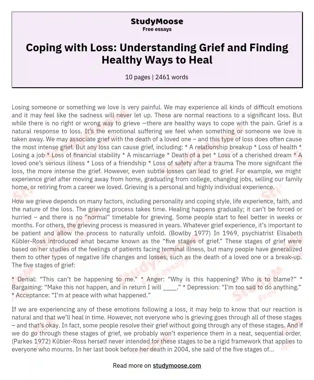 losing a loved one essay conclusion