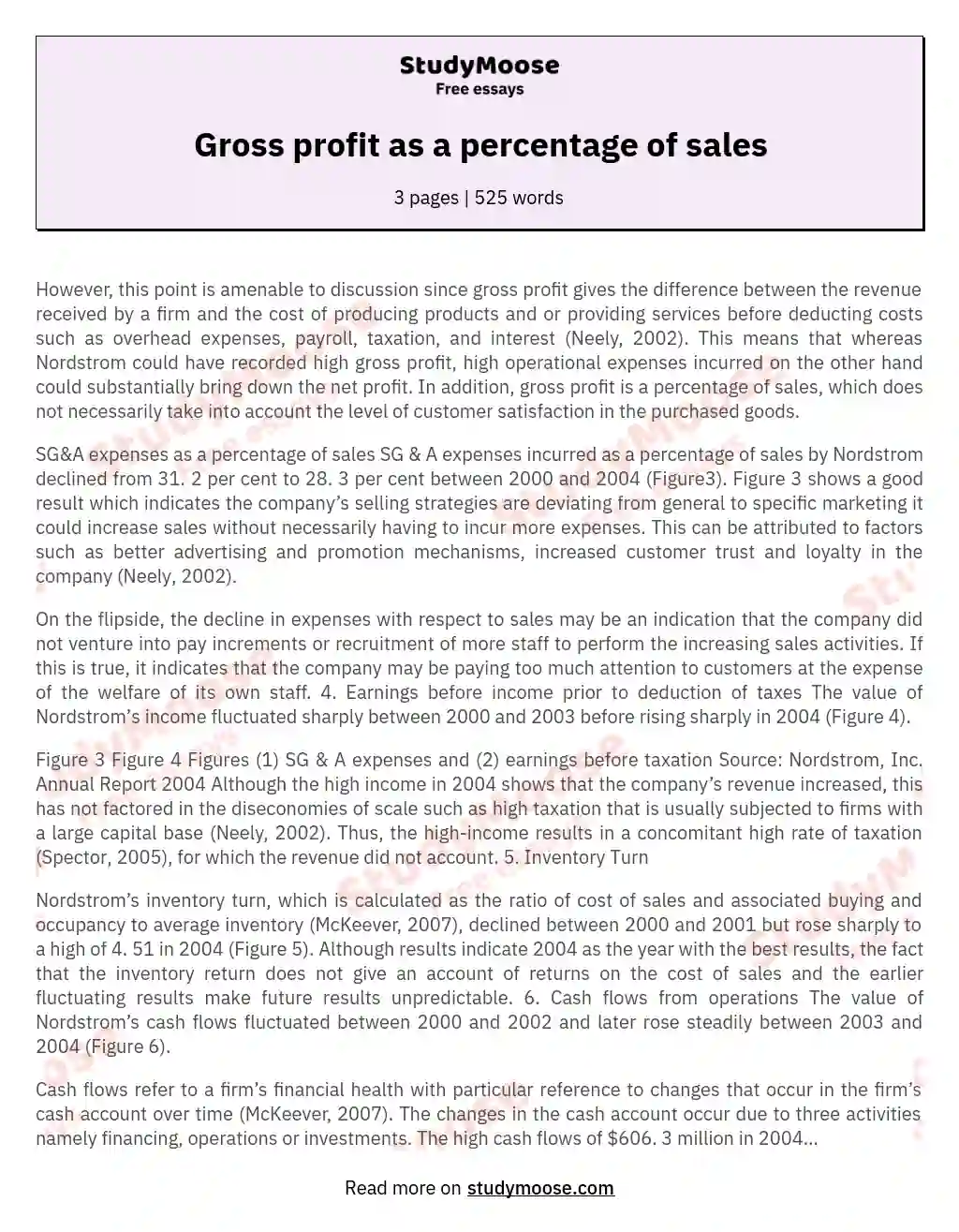 Gross profit as a percentage of sales