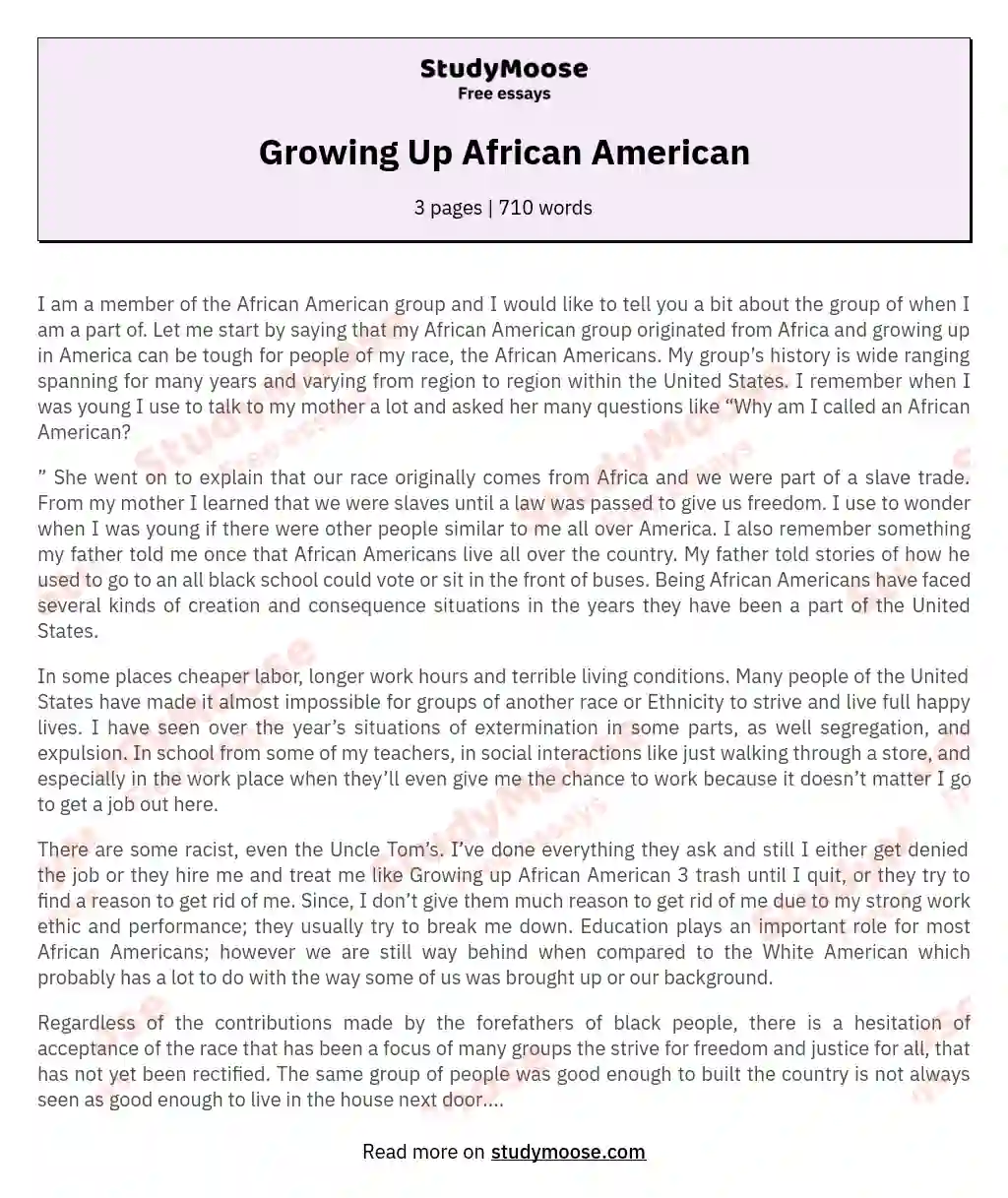 African American Identity: Resilience, Challenges, and Progress essay