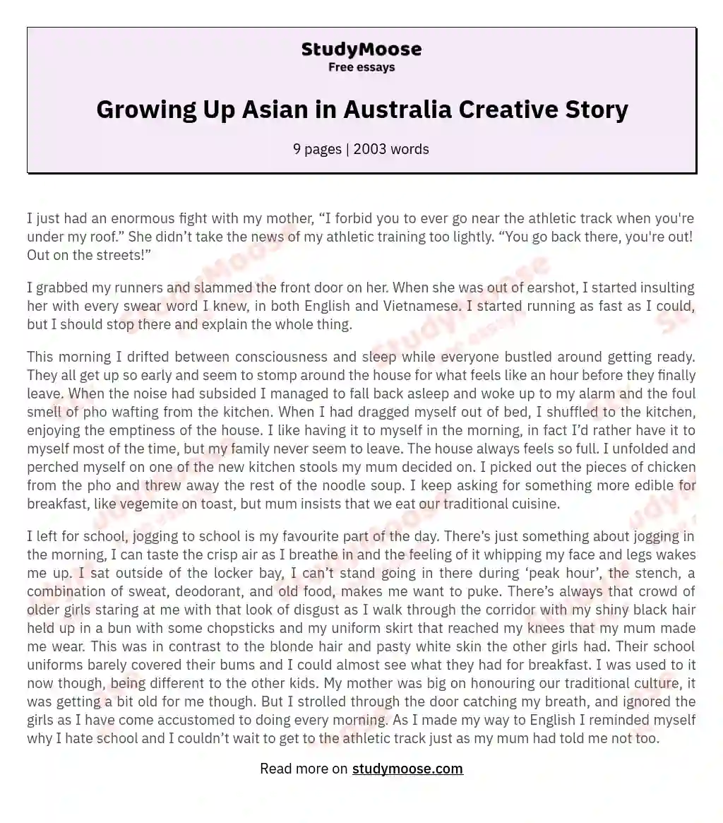 Growing Up Asian in Australia Creative Story