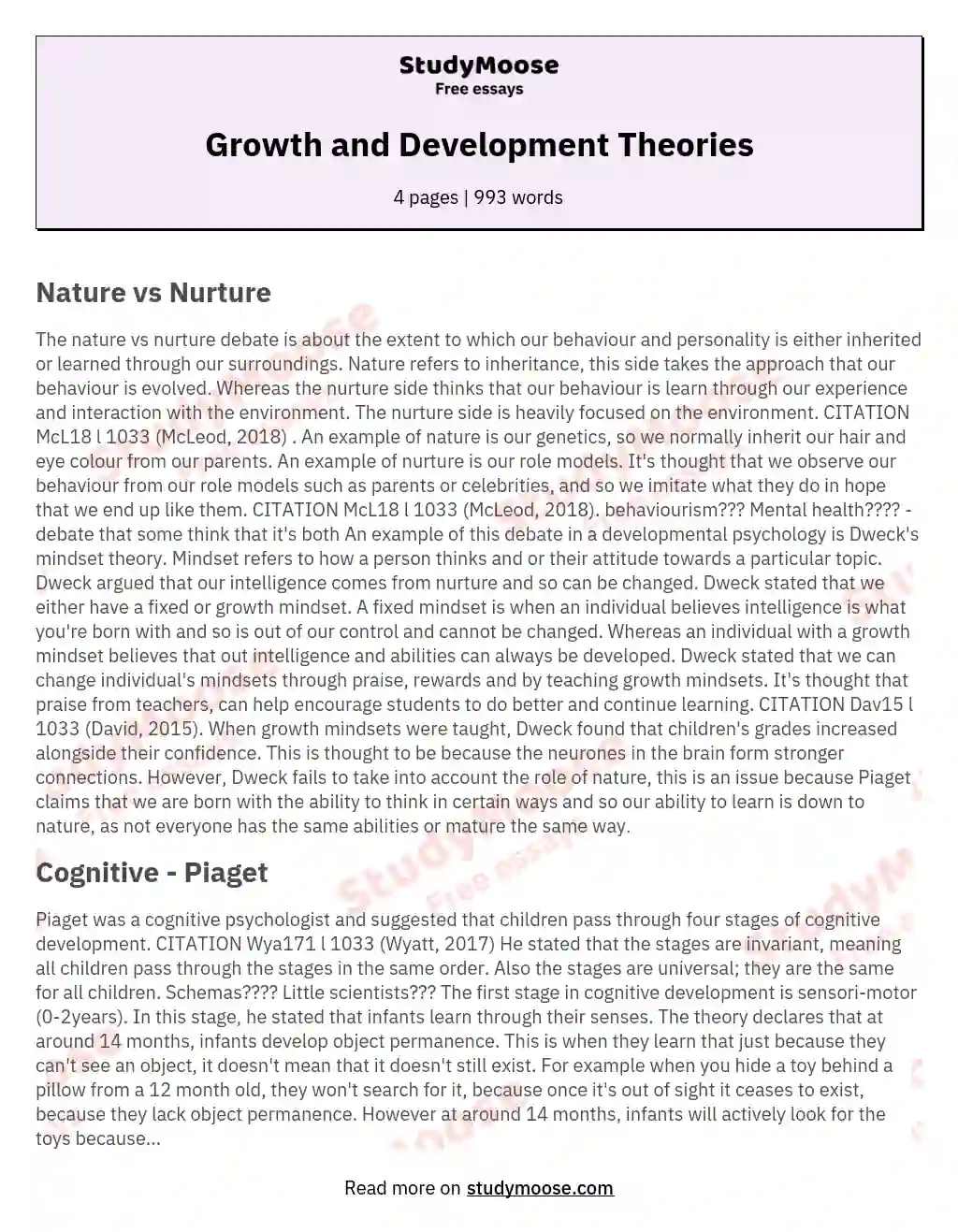 Growth and Development Theories essay