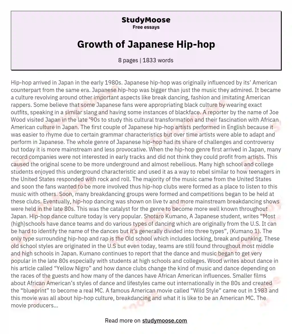 Growth of Japanese Hip-hop
