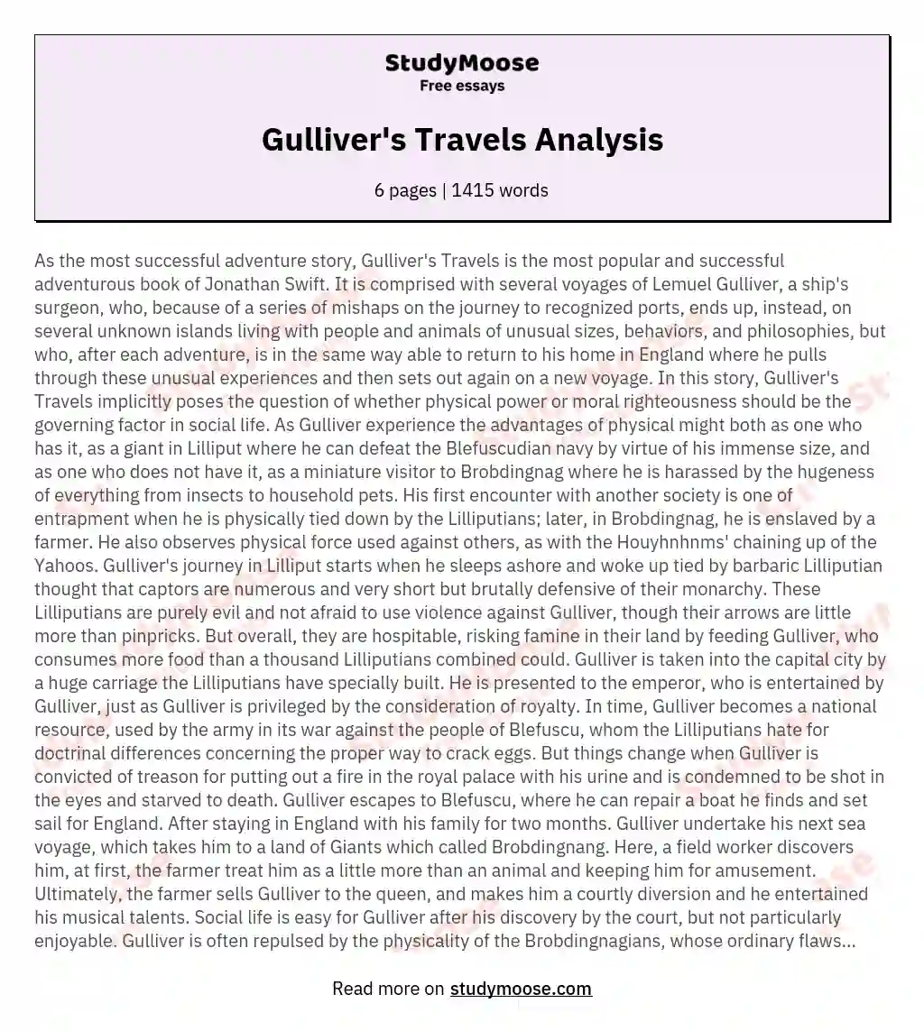 lilliput gullivers travels summary
