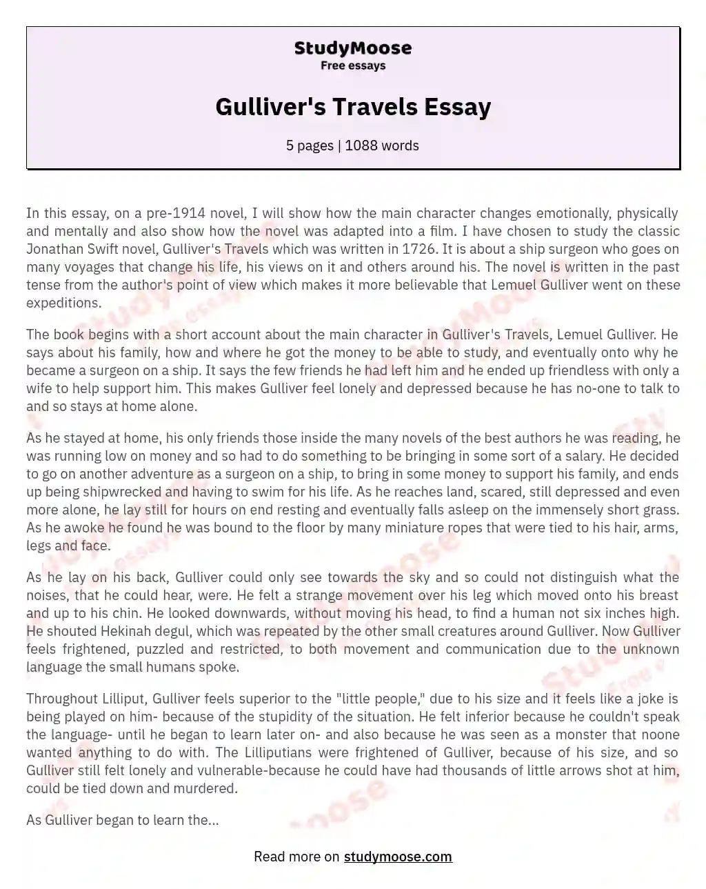 Gulliver's Travels Essay essay