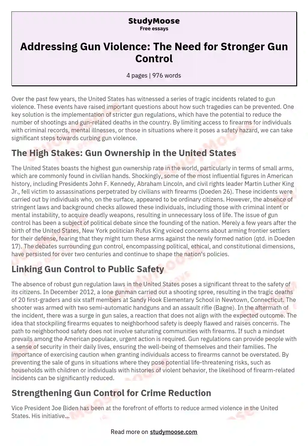 Gun Control Research Paper