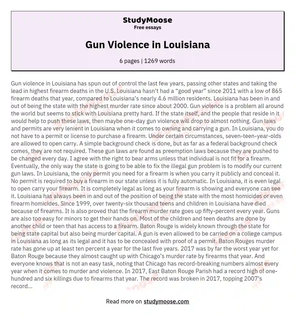 Gun Violence in Louisiana
