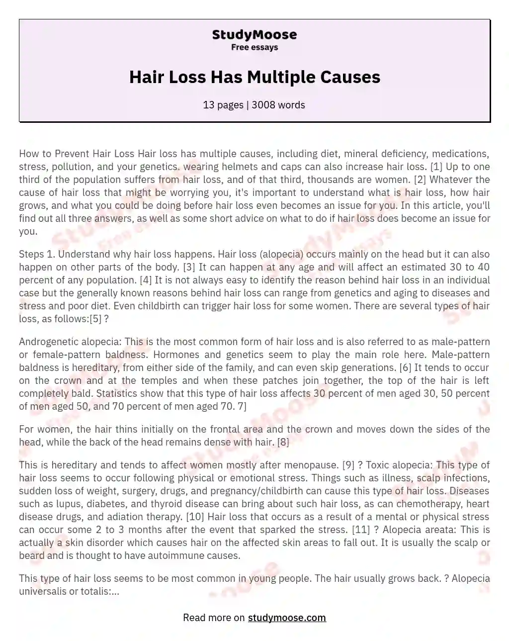 Hair Loss Has Multiple Causes essay