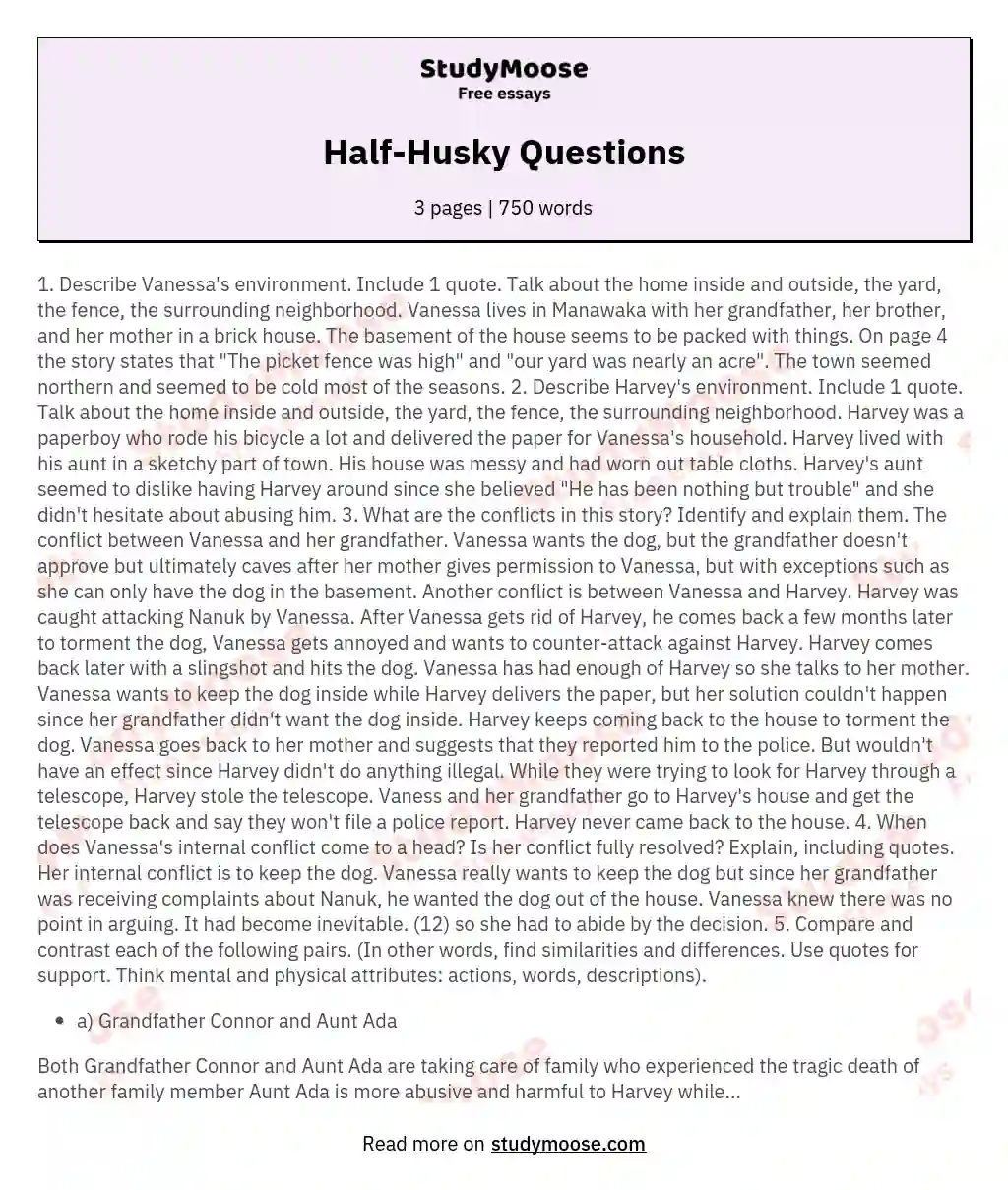 Half-Husky Questions essay